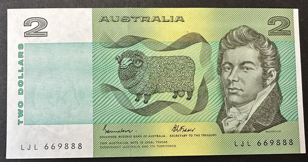 $2 Note Australian Decimal Paper Semi Solid Serial Number Uncirculated (Lot 104)