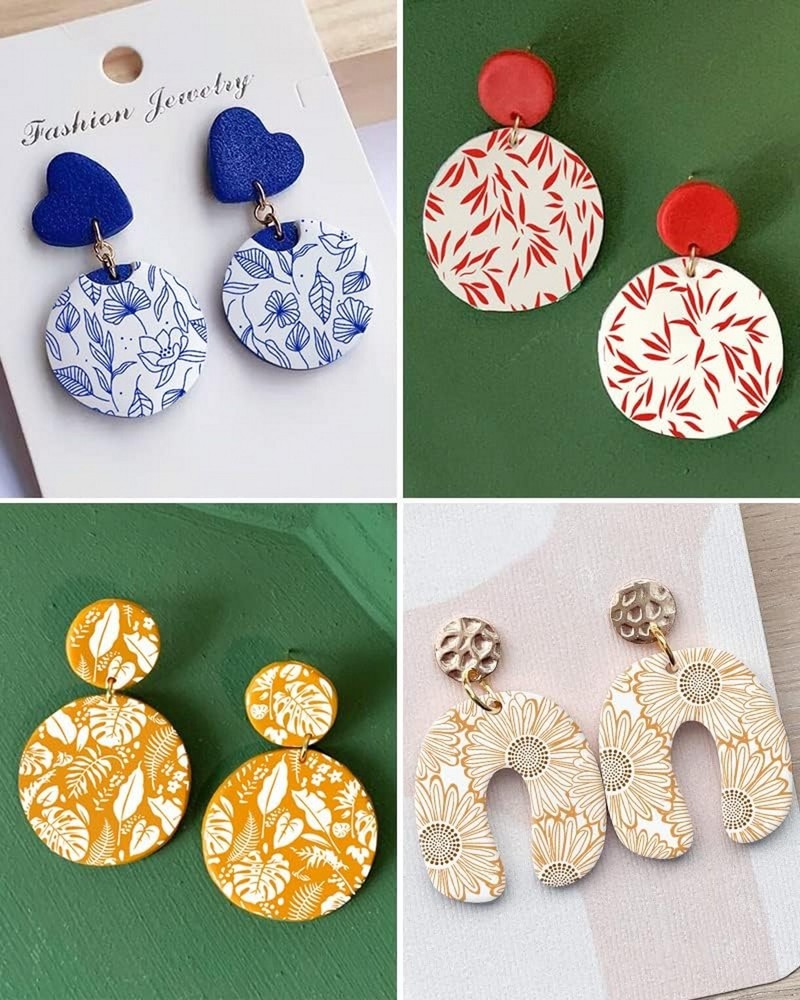 12 Design Stylish Pattern Polymer Clay Silkscreen Tool- Reusable Silkscreen Sten