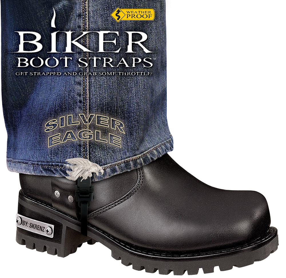 6" Silver Eagle Biker Boot Straps