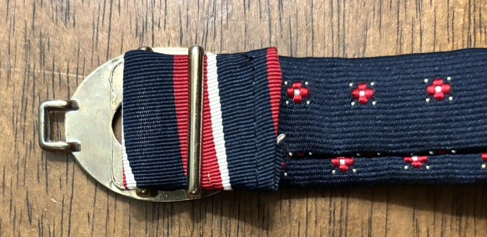 Patchpoint Ribbon Belt Sz 32 Adjustable 1”Wide 2pc Bkl VGUC