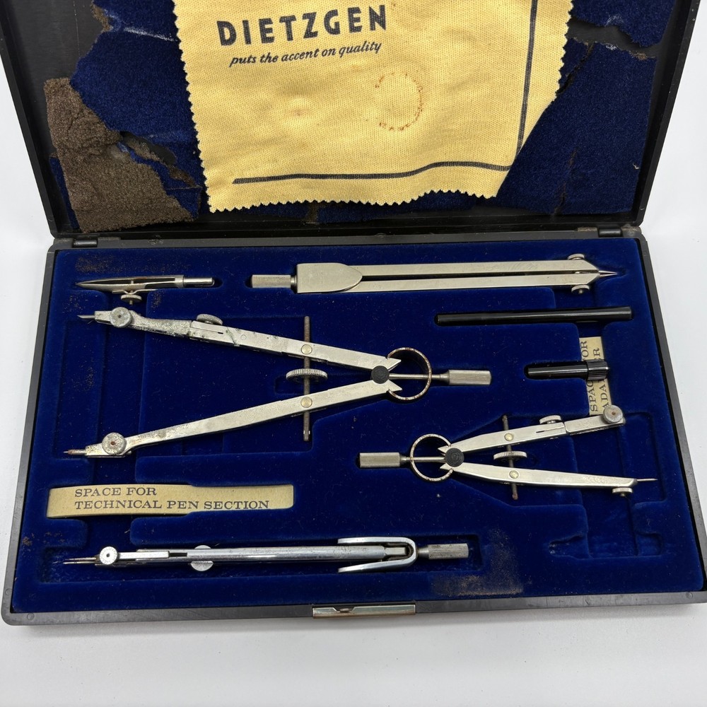 Dietzgen Satellite Drafting Set Germany Compass Divider Hard Case