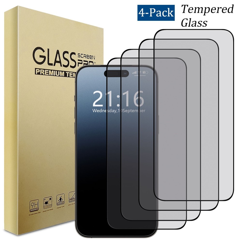 4-Pack For Apple iPhone Full Coverage Tempered Glass Screen Protector Saver Film