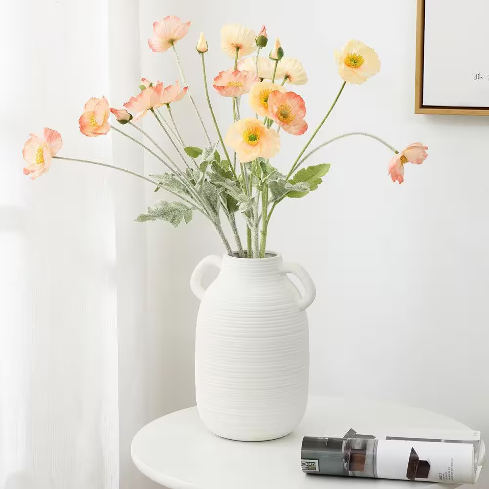 9.9 In. H White Ceramic Jug round Vase