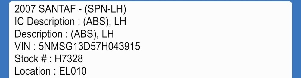 2007-2009 Hyundai Santa Fe Front Left Spindle Knuckle | ABS