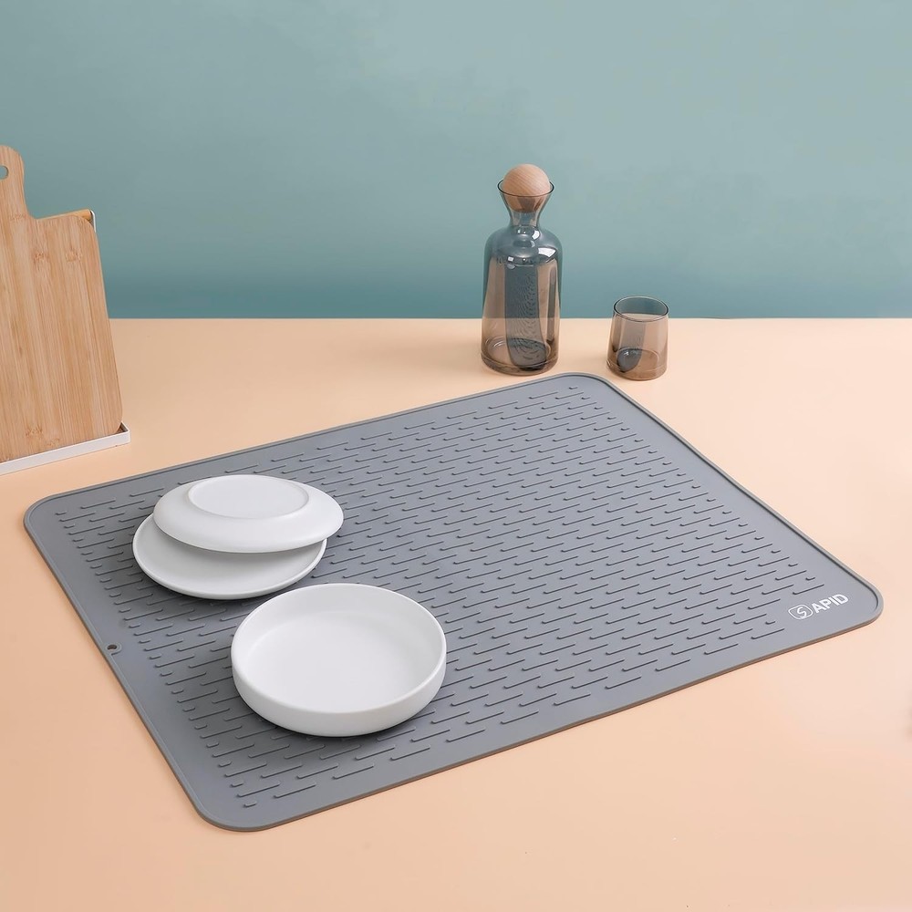 Extra Lar Silicone Dish Drying Mat for Dish Drying Ra, Easy Clean