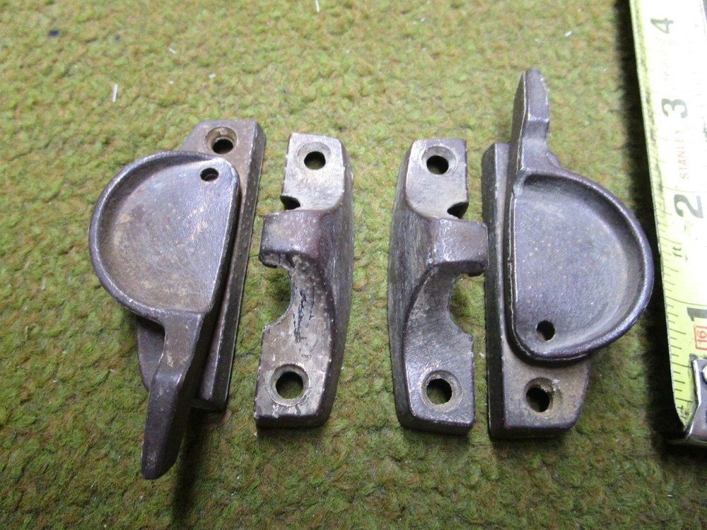 2 - Solid Brass Antique Window Sash Locks and Latches