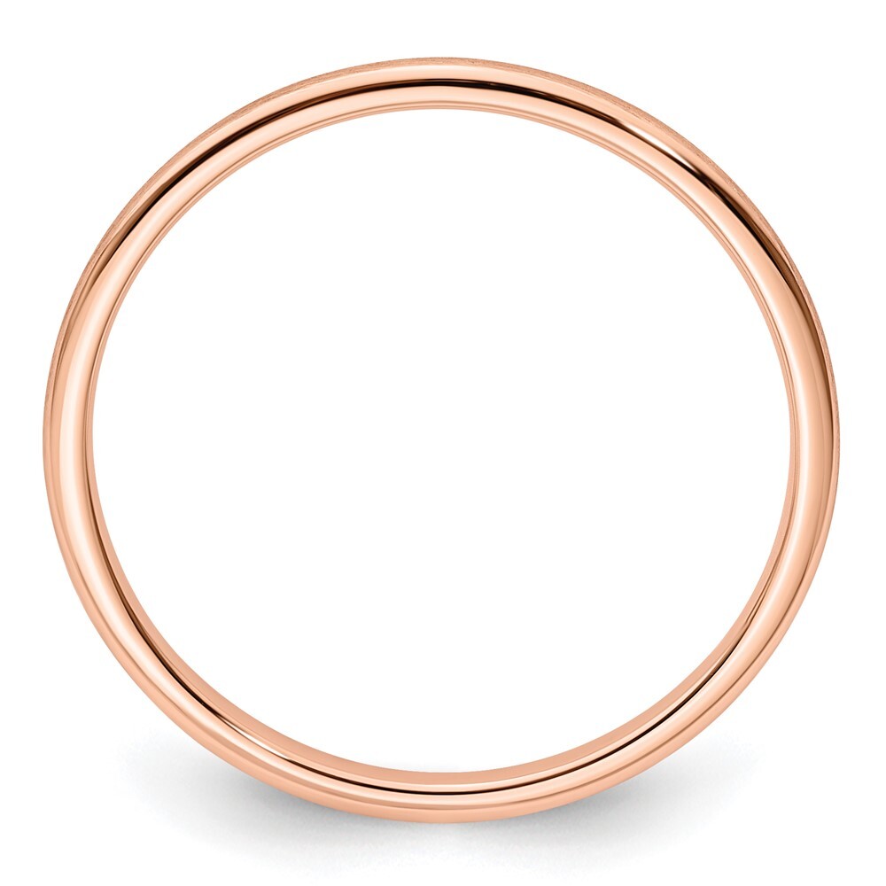 14K Rose Gold 1.2mm Half Round Satin Stackable Band Size 8