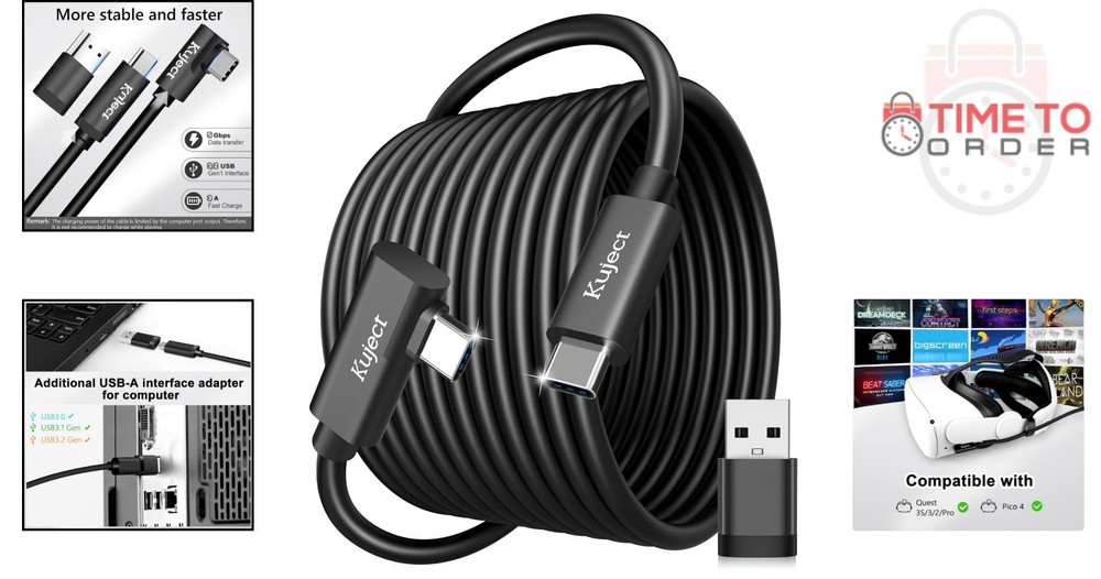 16FT USB C VR Link Cable High Speed Data Transfer Charging for Quest 3S Quest...