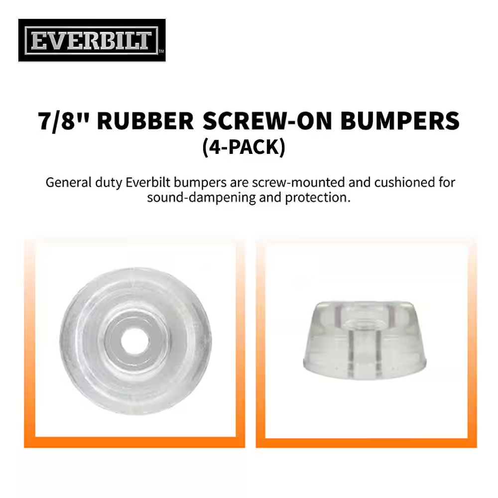 7/8 In. Clear Rubber like Plastic Screw-On Surface Bumpers (4-Pack)