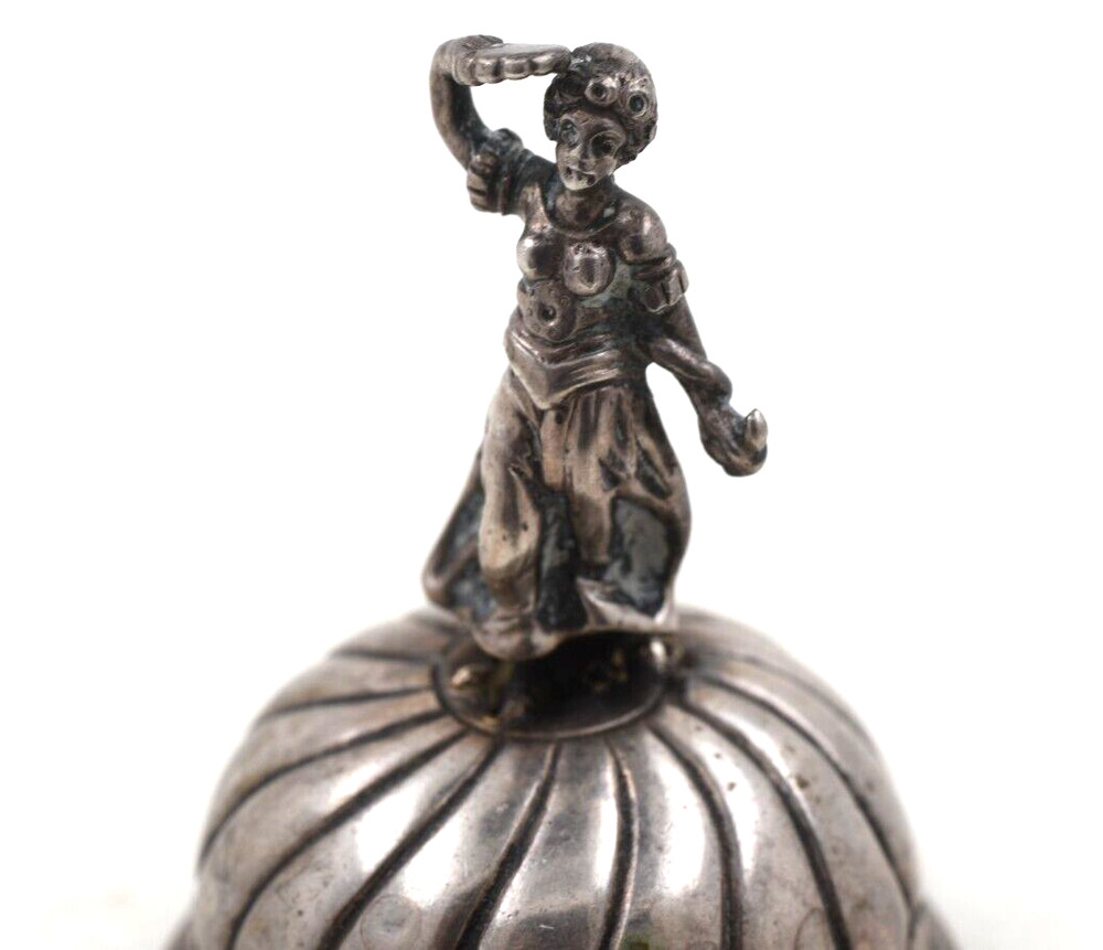 800 Silver Antique Dinner Bell Germany Figural Handle