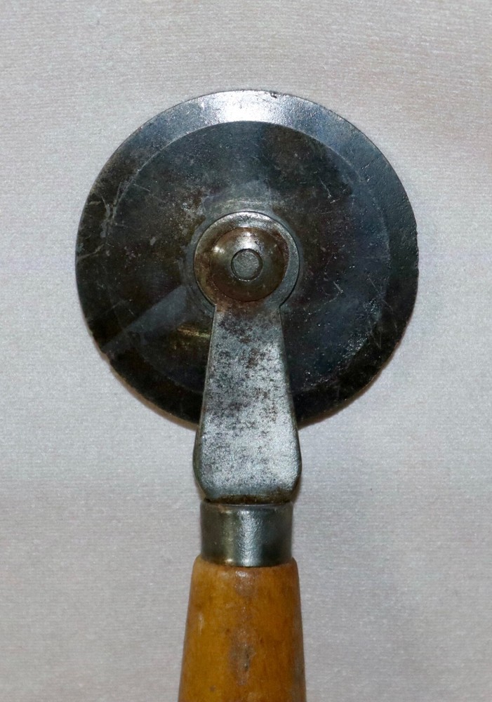 Fabric Cutting Tool 2” Diameter Wood Handle - Vintage