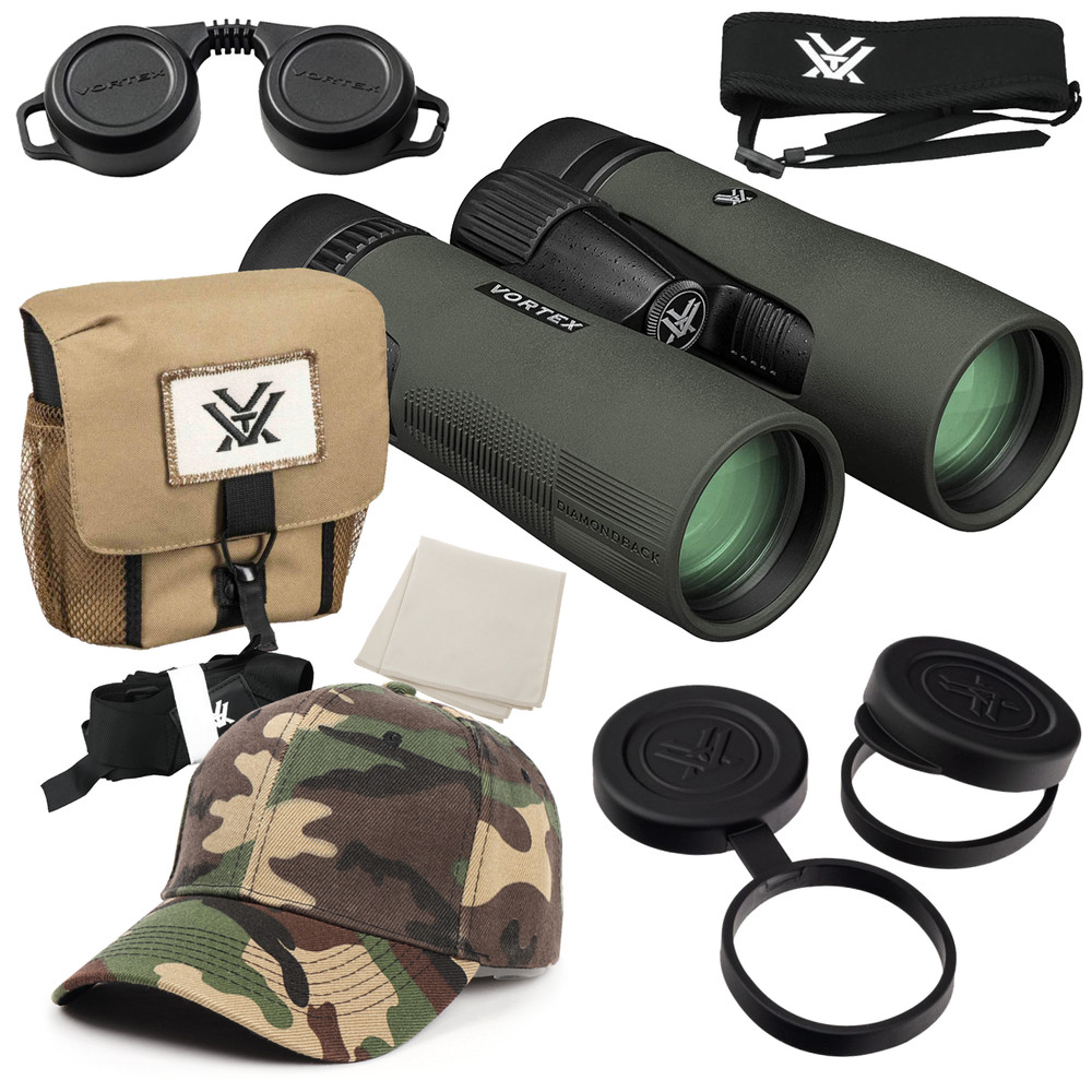 Vortex Optics Diamondback HD 8x42 Binocular with Free Camo Forest Hat Bundle