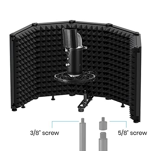Microphone Isolation Shield, Foldable Mic Shield with Triple Sound