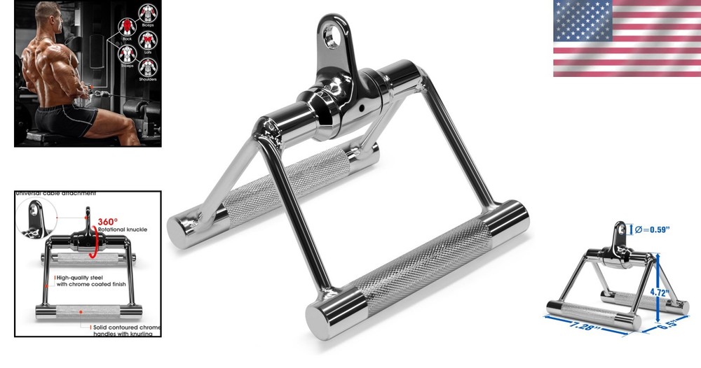 Durable Cable Machine Attachment - 880 LB Double D Handle for Versatile Workouts