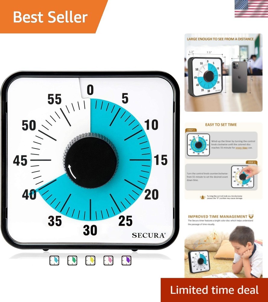 60-Minute Visual Countdown Timer, 7.5-Inch Oversize Classroom Visual Timer fo...