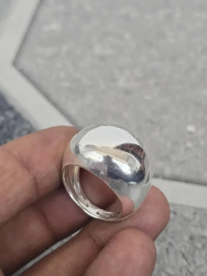 Dome Ring, 925 Sterling Silver Ring, Large Plain Wide Band, Boho Statement Ring,