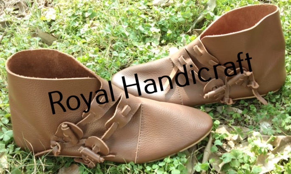Roman Leather button up boots pair Leather Two Button up Boots Foowear Pair