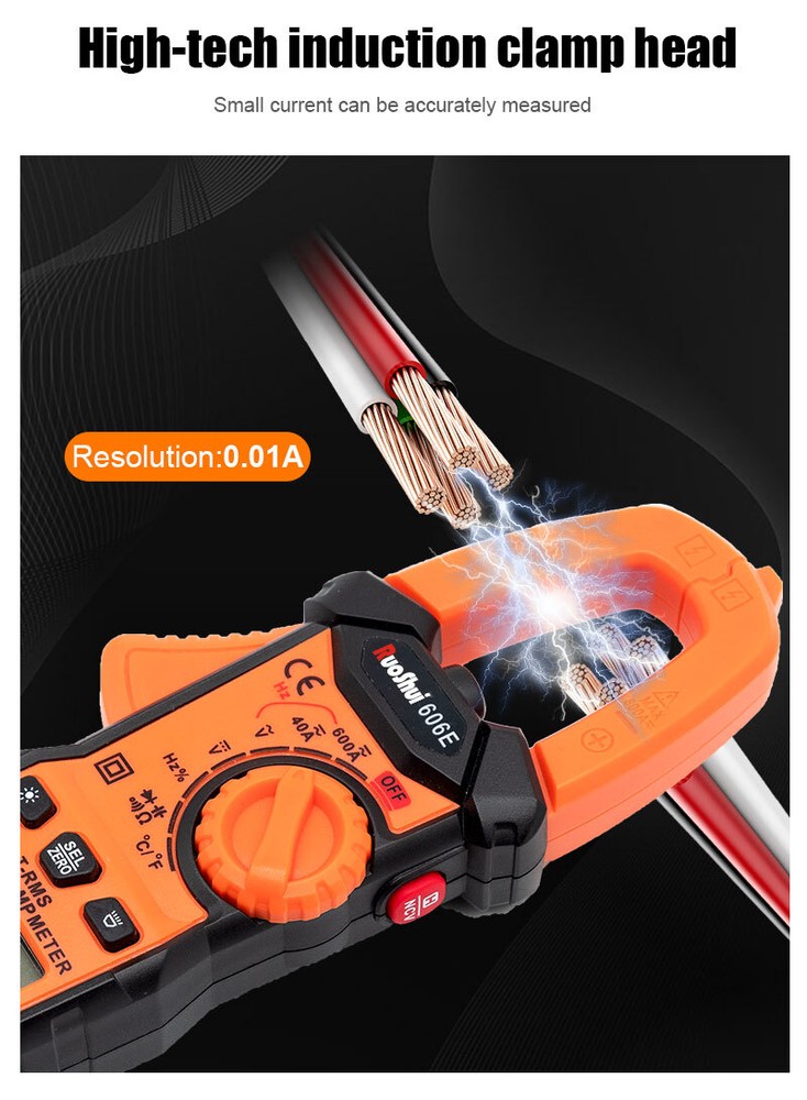Digital Multimeter Tester AC DC Volt Amp Clamp Meter Auto Range LCD Handheld