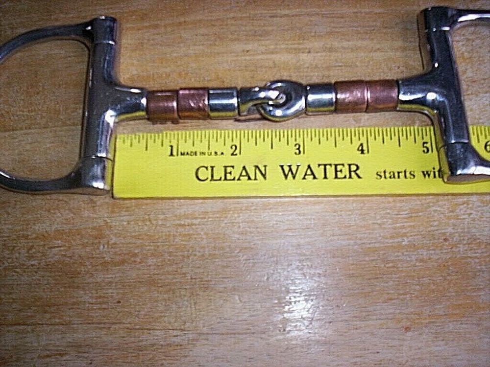 Used Stainless Dee Ring Snaffle Bit 5" Mouth with Copper & Stainless Rollers
