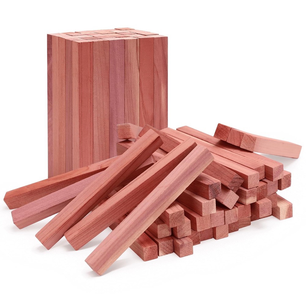 Homode Cedar Blocks for Clothes Storage, 50Pcs Cedar Sticks, Aromatic Red Ced...