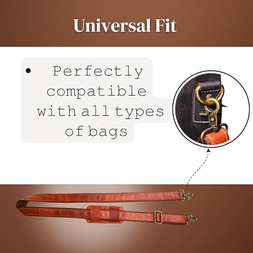 Adjustable Genuine Leather Shoulder Strap – 60-Inch Vintage Brown Replacement