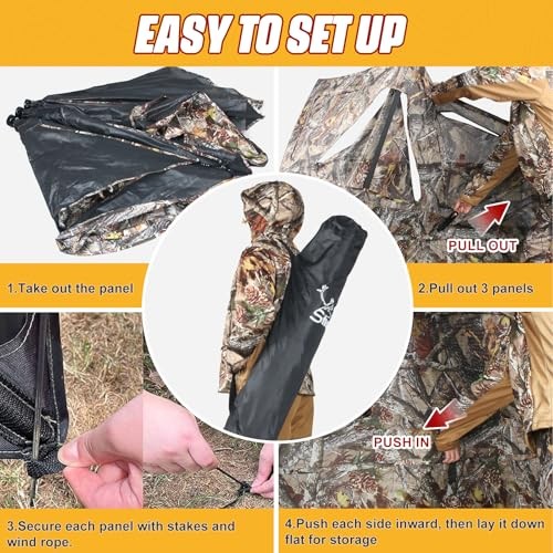 See Through 3 Panel Hunting Blind, 3 Side Ground M - 3 * (1 Panel 40*50.5 inch)
