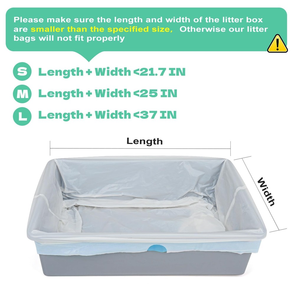 PETDREAM 120 Count Cat Litter Box Liners for Drawstring Closure, Heavy Duty L...