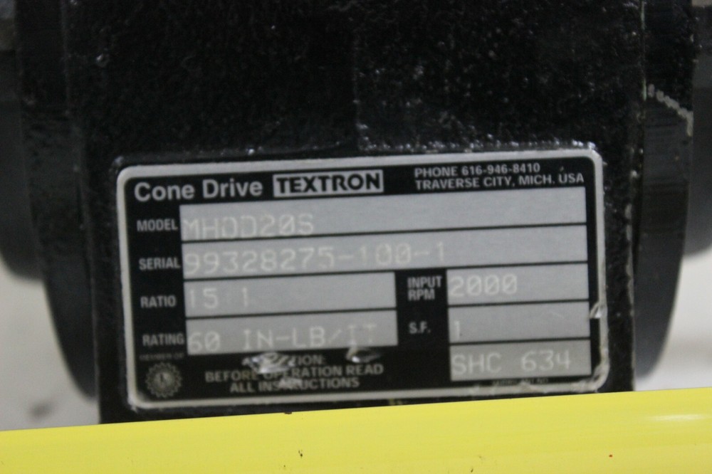 ConeDrive Textron MHOD20S Gear Reducer 15:1 New