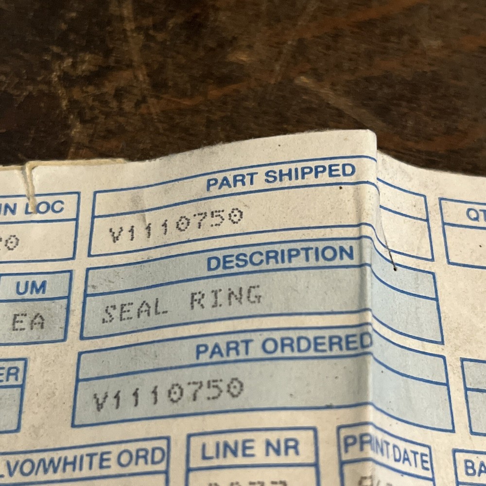 NOS Volvo OEM Seal Ring V1110750
