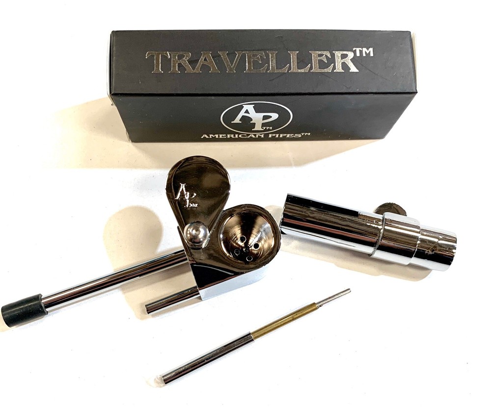 ORIGINAL AMERICAN PIPES™ TRAVELLER™ PIPE DELUXE CHROME PLATED SOLID BRASS