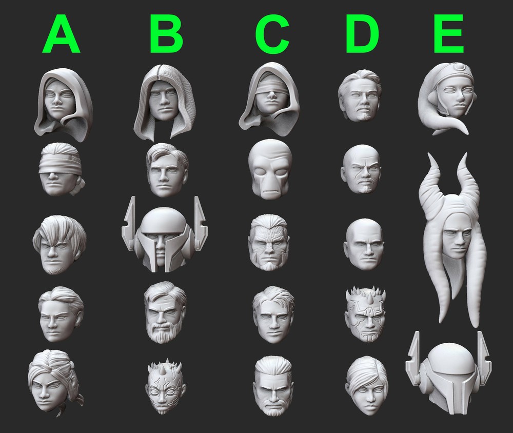 Jedi heads - DARK FIRE | Legion compatible - 3D printed