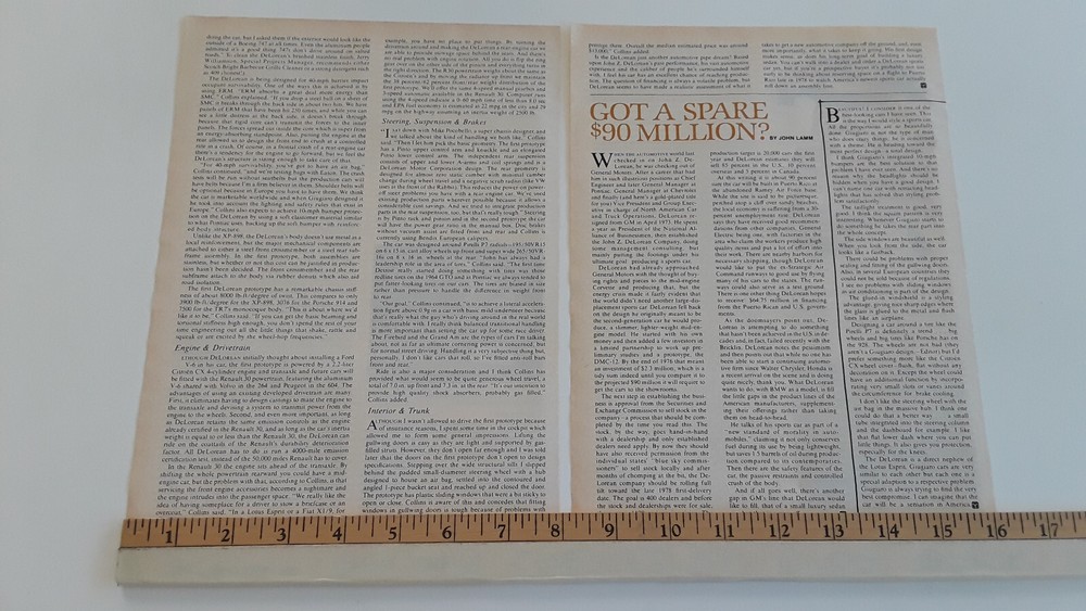 DELOREAN DMC ORIGINAL 1977 ARTICLE