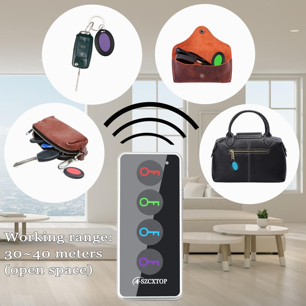 Key Finder Locator, 80dB Wireless Remote Item Tracker, RF for Black