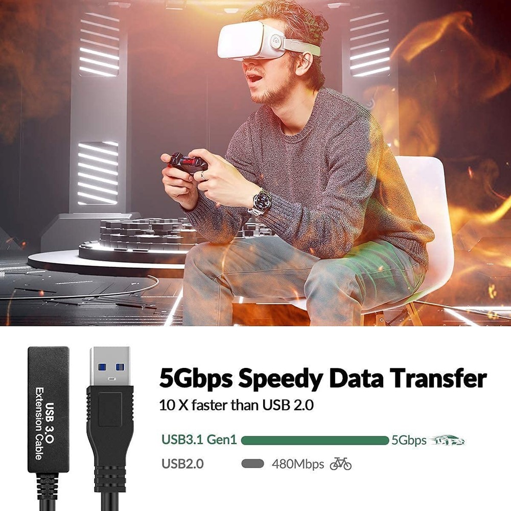 25Feet Active USB 3.0 extension cable,Long Extension 25FT Active, Black