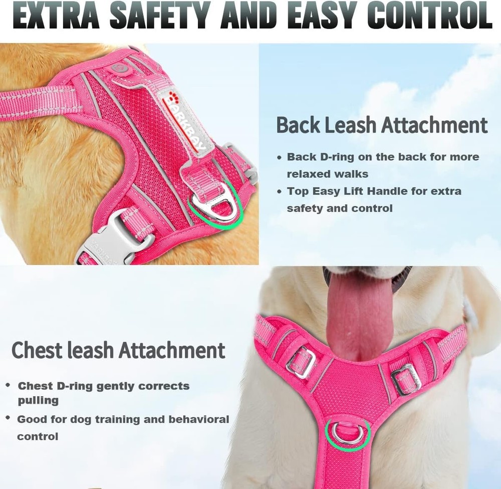 Innovative No-Pull Step-In Dog Harness with ID Tag Pocket - Pink, Medium