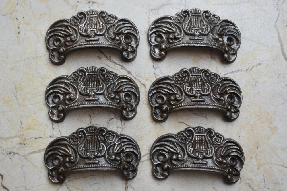 Victorian Cast Iron Cup Pull Handle Rustic Cabinet Kitchen Drawer Handle 6 Pcs