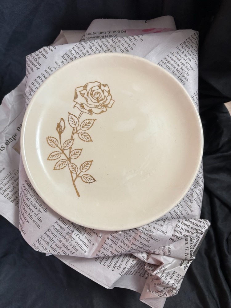 Vintage SCIO pottery dinnerware "Golden Rose" pattern, 39 piece set