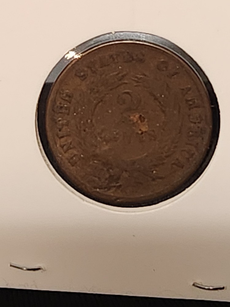 1869 Post Civil War Usa 2 Cent Piece Possible Error