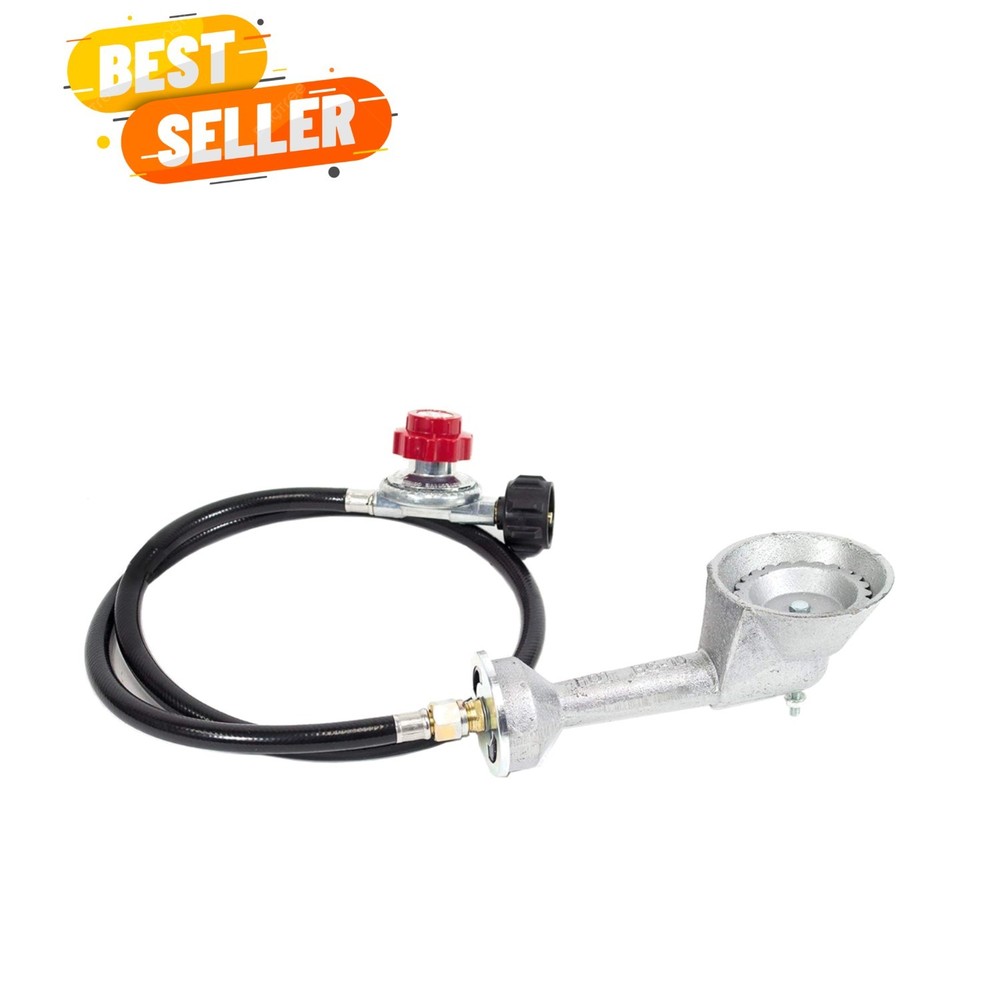 Versatile Cast-Iron Burner Head with Brass Fitting and High Pressure Regulator