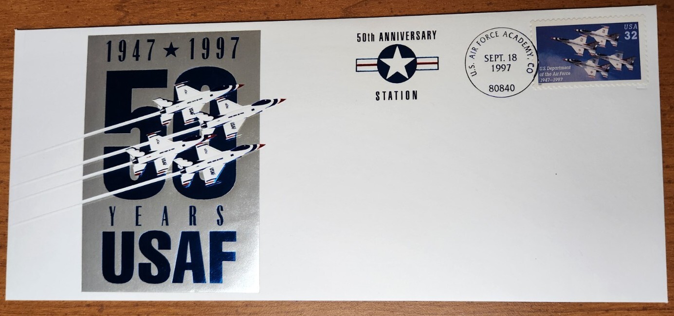 AIR FORCE THUNDERBIRD 50TH ANNIVERSARY POSTMARK CACHET COLLECTIBLE ENVELOPE