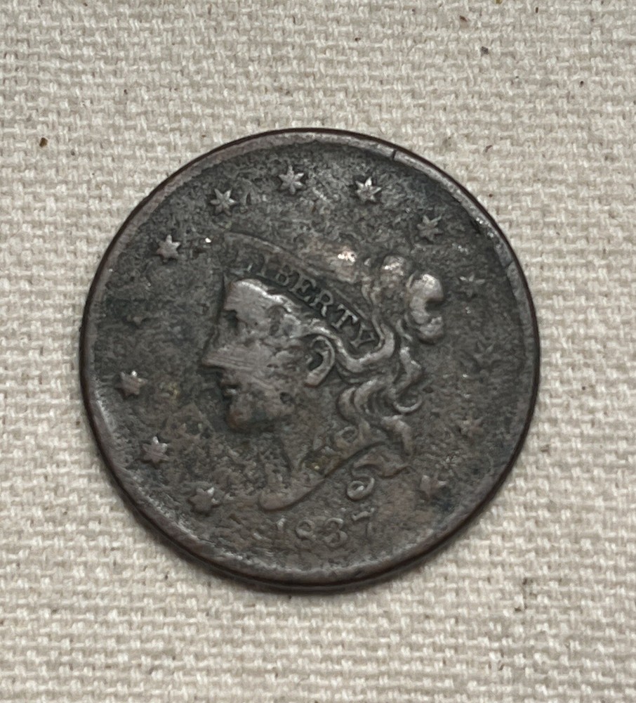 1837 Coronet Head Large Cent F Details