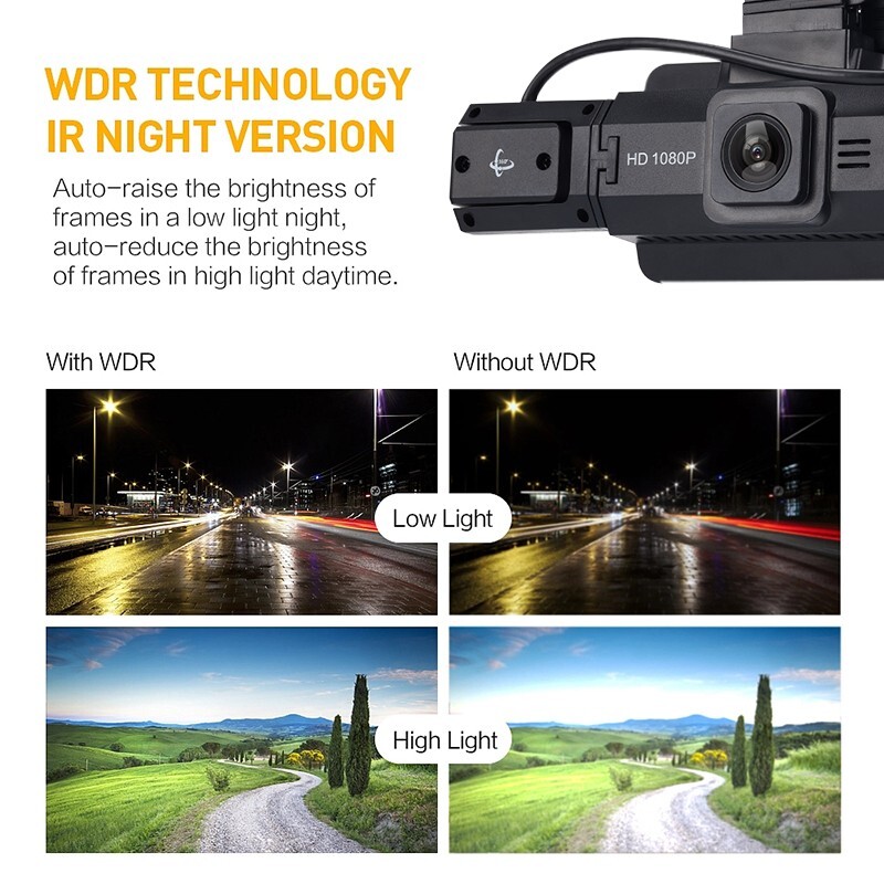 HD Car DVR Camera Loop Recording Video Recorder G-Sensor 2 Lens Front Inside