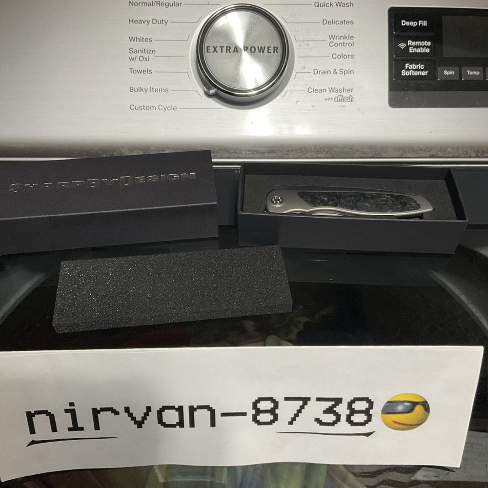 SharpByDesign Mini Tempest Titanium / Blue CF Inlay – Satin Blade – w/ Box