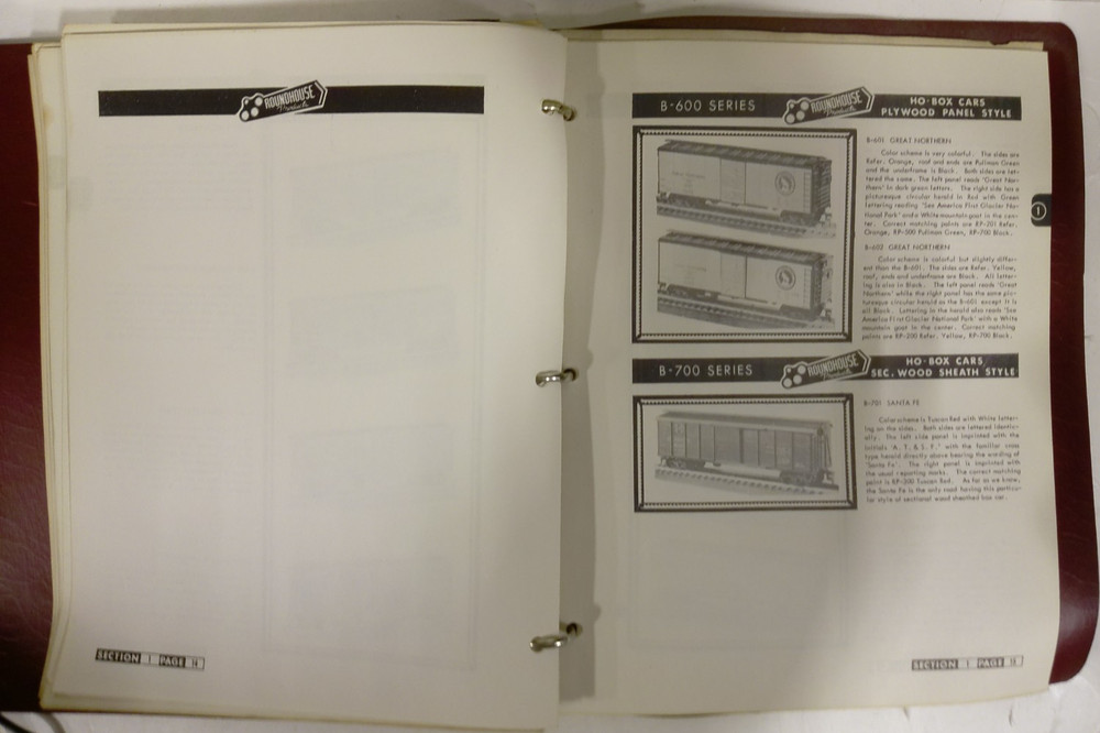 Roundhouse Model Die Casting 1956 Data Book Sheets & Binder