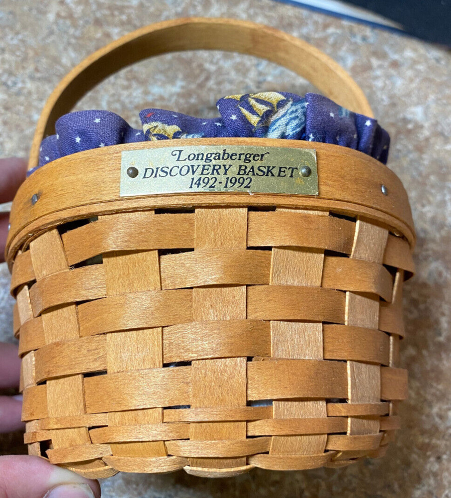 Longaberger 1991 Discovery Small Basket 1492-1992 Single Handle Nice Gift Cool