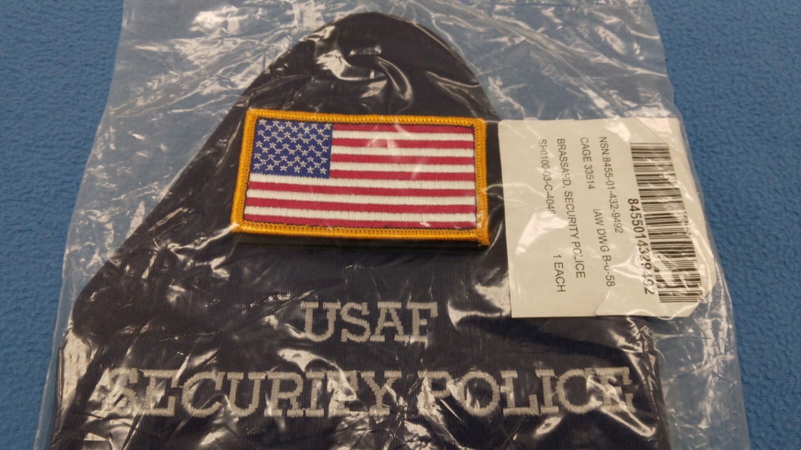 US USAF SECURITY POLICE " SP " ARMBAND - NEW SEALED