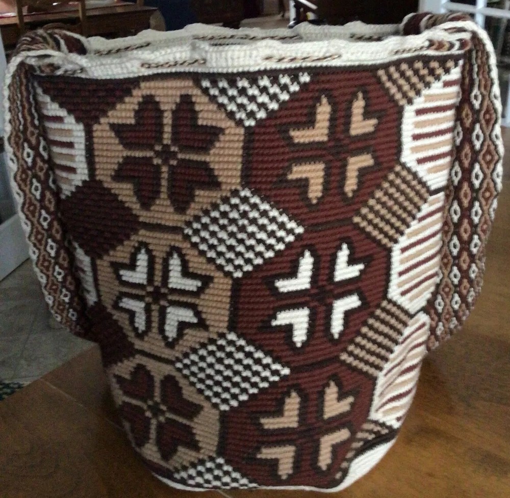 Vtg. Boho Woven Shoulder Purse, Brown
