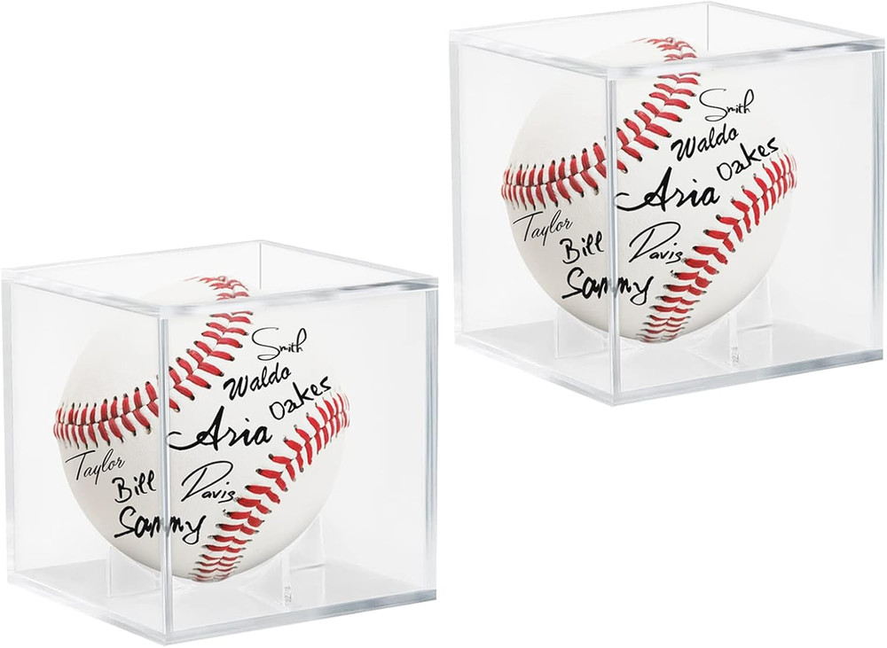 2 Pack Baseball Display Case - UV Protected Acrylic Holder for Display, Clear Di