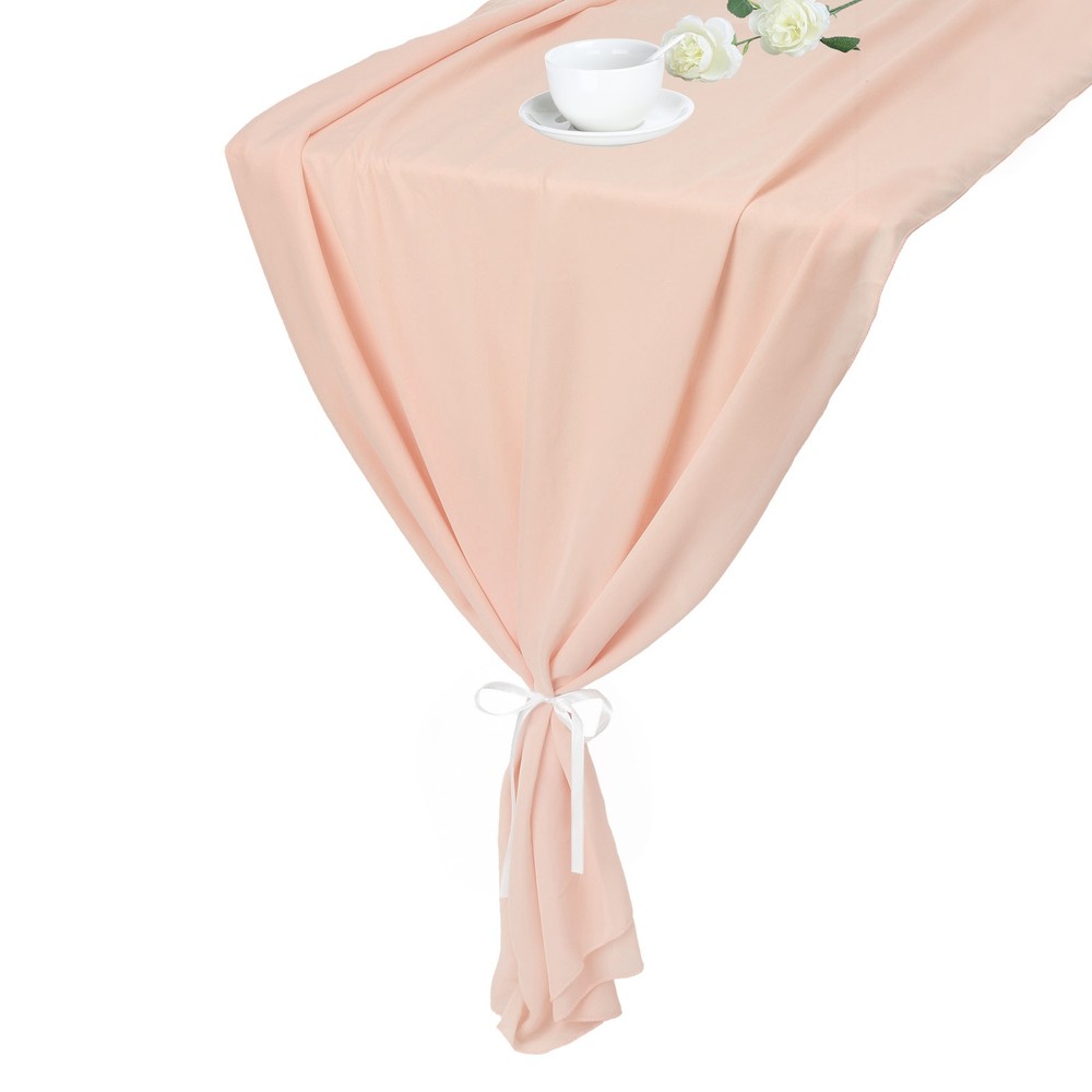 2 Pcs Pale Pink Chiffon Table Runner 27.5" x 118" Romantic Table Runner