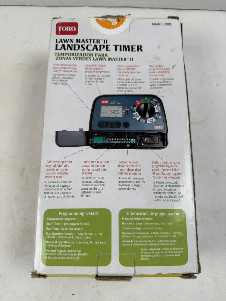 Toro Lawn Master II 4 Zone Timer Model 53805 Automatic Irrigation Controller Sys